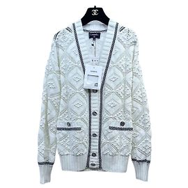 Cárdigan Chanel blanco de algodón calado