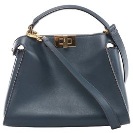 Fendi Peekaboo Essentially Leder 2Way Handtasche in Blau 8BN302