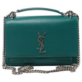 Autre Marque Borsa a tracolla con catena Sunset in pelle Saint Laurent Paris Verde 442906