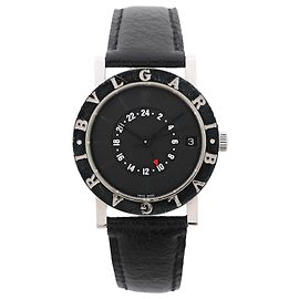 Bulgari Bvlgari Bvlgari BB33SLGMT L467 SS & Leather AT Watch with Black Dial