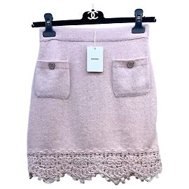 Falda Chanel de algodón rosa crochet