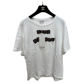 Top Sweatshirt Chanel Bianco in Cotone con Ricamo Coco