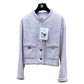 Chanel Tweed Jacke mit Glitzergewebe Größe 34