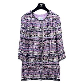 Abrigo Chanel de Tweed Multicolor con Lentejuelas