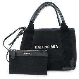 Balenciaga Cabas in tela blu navy e pelle XS