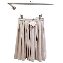 Falda plisada Miu Miu de lana beige