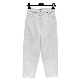 Calças Jeans Prada Brancas em Denim Corte Carrot