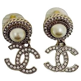 Orecchini Chanel Fiore Oro con Perla e Strass