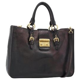 Miu Miu Madras Convertible Lock Leather Small