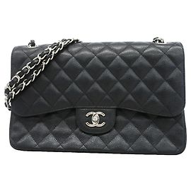 Borsa a tracolla Chanel in pelle di vitello grana nera