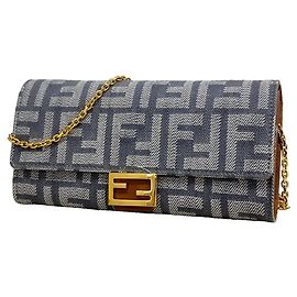 Billetera de cadena/hombro Fendi Gray Zucca Canvas