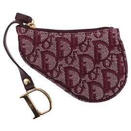 Portamonete con zip Christian Dior Vintage Saddle Diorissimo Canvas Mini