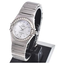 Omega Constellation Quartz Stainless Steel com bisel e marcadores de diamante 22