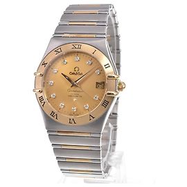 Omega Constellation Co-Axial Chronometer Automatic Stainless Steel and Yellow Gold with Diamond Markers and Mother of Pearl 27