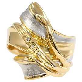 Autre Marque Ehering aus 18K Gelbgold und Platin mit Diamant