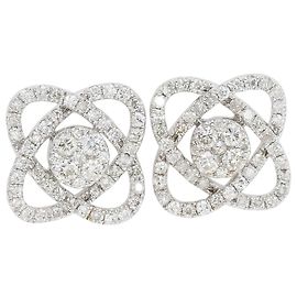 Autre Marque Eleganti orecchini a lobo in oro bianco 18K con diamanti