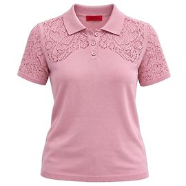 Max & Co Pink Lace Knitted Polo Top
