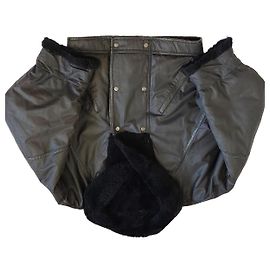 Mac Douglas schwarze Leder-Winterjacke mit Shearling-Futter