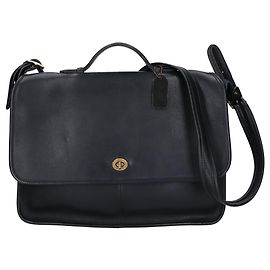 COACH Old Coach 066-9211 Bolso de hombro de cuero con solapa y cierre turnlock