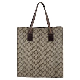 Gucci Borsa Tote vintage in tela GG Supreme marrone e pelle