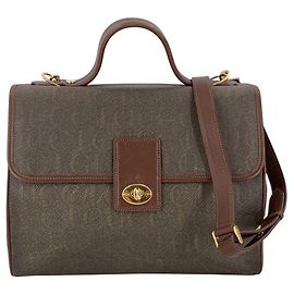 Gucci Borsa a mano e a tracolla 2 in 1 in tela jacquard con logo bronzo vintage