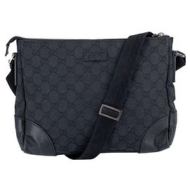 Gucci Borsa a tracolla Vintage in tela GG nera con dettagli in pelle