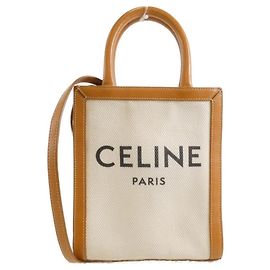 Céline Celine Mini Vertical Cabas Cotton Canvas Calf Bag