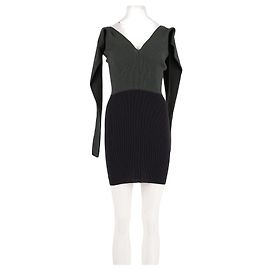 Autre Marque CORALIE MARABELLE Wollkleid Schwarz Langarm V Ausschnitt