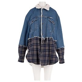 Autre Marque FORTE DEI MARMI Blaue Jeansjacke mit Kunstpelzkragen