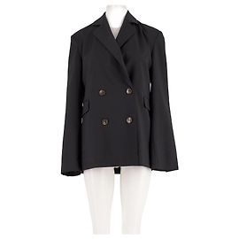 Blazer noir en laine à double boutonnage Loulou de Saison