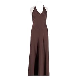 Reformation Braunes Seidenkleid mit V Ausschnitt