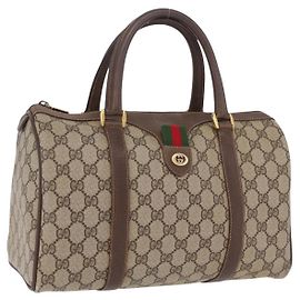 GUCCI GG Supreme Web Sherry Line Hand Bag PVC Beige Gold 40 02 007