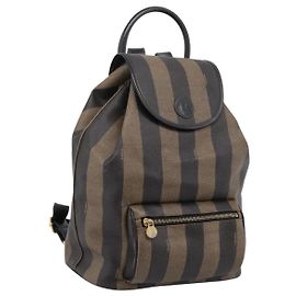 FENDI Pecan Canvas Rucksack PVC Schwarz Braun gold 259290