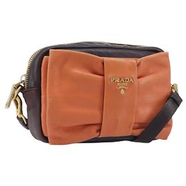 Bolsa de Ombro PRADA em Couro Castanho Dourado