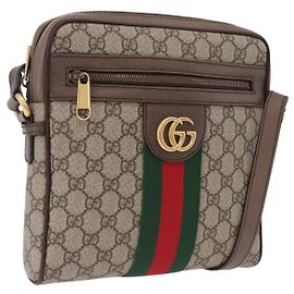 GUCCI GG Supreme Web Sherry Line Bag PVC Beige Gold 547926