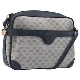 GUCCI Micro GG Supreme Shoulder Bag PVC Navy Gold 007 084 0423