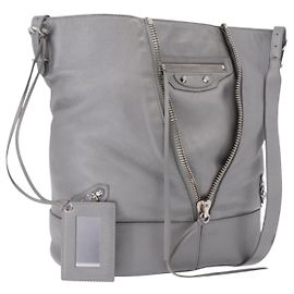 Balenciaga Paper Drop Bucket Shoulder Bag Leder Silber 357327