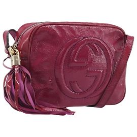 GUCCI Soho Shoulder Bag Patent Pink Gold Tone 308364