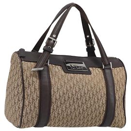Christian Dior Trotter Canvas Hand Bag Beige Silver
