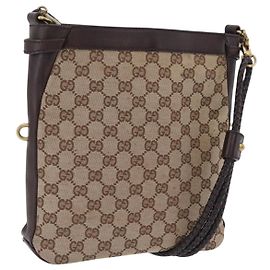 GUCCI GG Canvas Shoulder Bag Beige Gold 109106