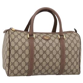 GUCCI GG Supreme Hand Bag PVC Beige Gold Tone 002 23 6842