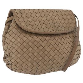 Bottega Veneta INTRECCIATO Shoulder Bag Leather Beige Gold