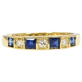 Autre Marque Ehering aus 18K Gelbgold mit Saphir und Diamant