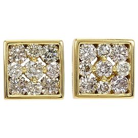 Autre Marque Orecchini a bottone in oro giallo 18K con diamanti