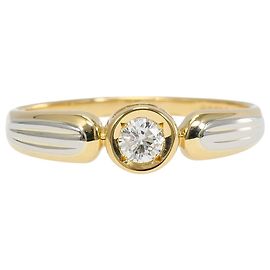 Autre Marque Ehering aus 18K Gelbgold und Platin mit Diamant