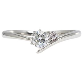 Autre Marque Platin-Ehering mit Diamanten