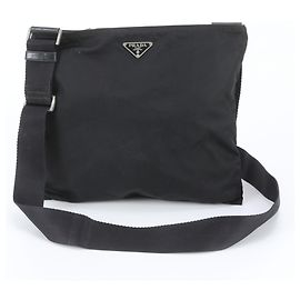 Prada Tessuto Nylon Triangle Logo Leather Shoulder Bag