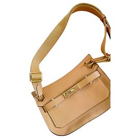 Sac Hermès Jypsière mini en cuir Swift, sésame/caramel