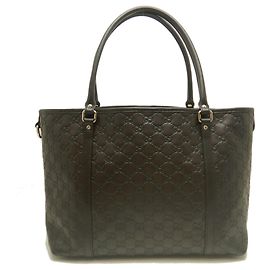 Borsa Tote Gucci Guccissima in pelle marrone scuro