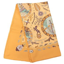 Pañuelo de seda Hermès Yellow Escales Mediterraneennes 90